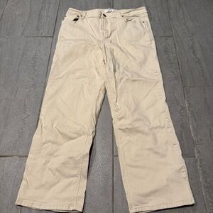 1822 Denim Light Wash Cream Off White Jeans Straight Leg Ankle Size 14 Waist 32